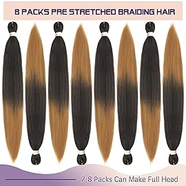 Beyond Beauty Braiding Hair pre stretched, Braids Synthetic Fiber Ombre Yaki Texture, Natural Easy Twist Braids Crochet Hair Hot Water Setting hair extensions