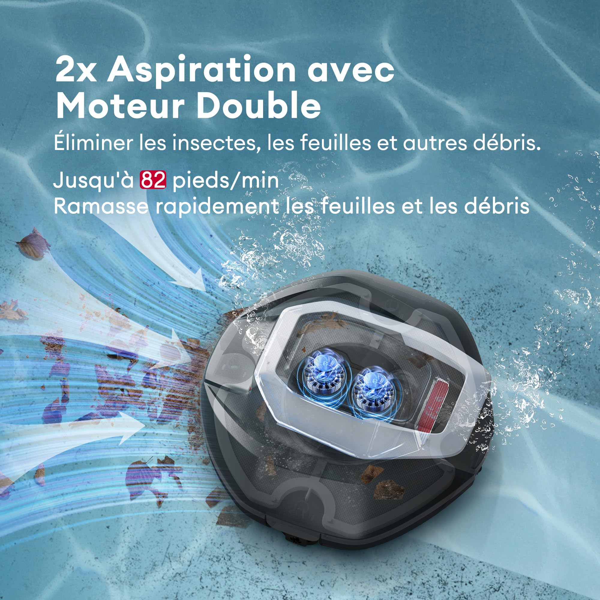 Ultenic Robot Piscine sans Fil, Conception de Récupération sans Crochet, Aspirateur Piscine Automatique Auto Stationnement, Moteurs Doubles, Convient à Une Large Gamme de Piscines