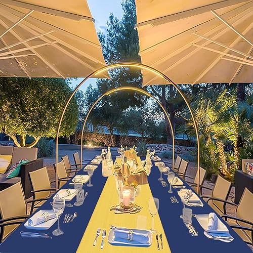 Miniatura 7 de Paquete de 8 manteles de plástico rectangulares desechables y satinados, color blanco y oro rosa, para baby shower, cumpleaños, boda, aniversario,