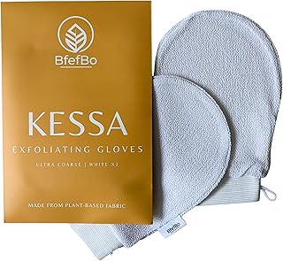 BfefBo Exfoliating glove, kessa 2 Pack, exfoliating mitt, natural shower loofah, exfoliating body scrub, tan removal, plant based, eco friendly products, plastic free