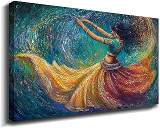 BOHU ARTS Dance Wall Art Indian Dance Girl Dancing Posters Oil Painting For Wall Decoration