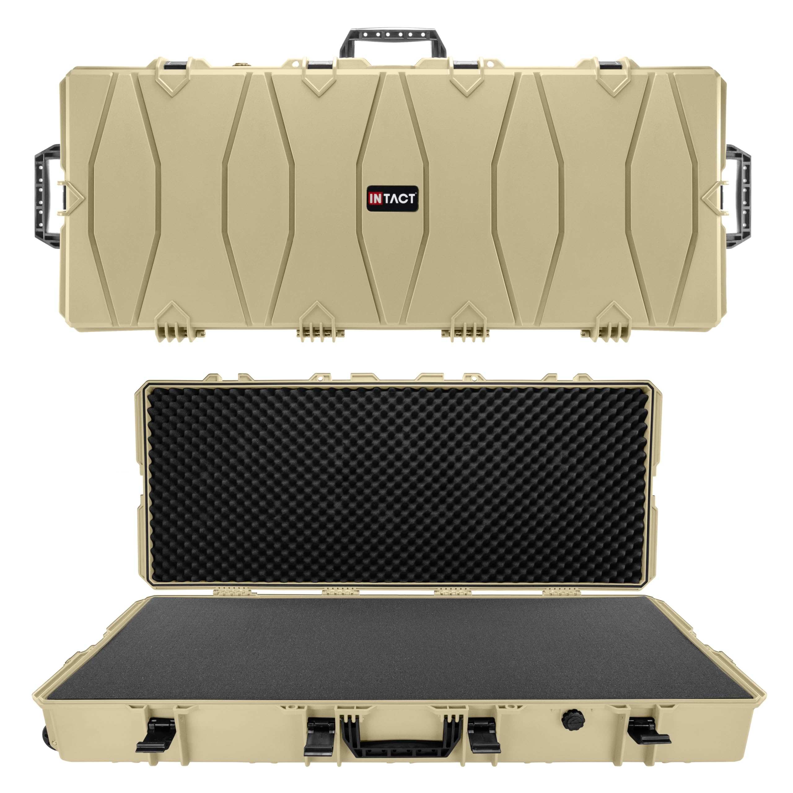 Eylar 48 Inch Intact Series Rolling Hard Rifle Case, Lightweight and Durable Stacker Design with Foam (Tan)