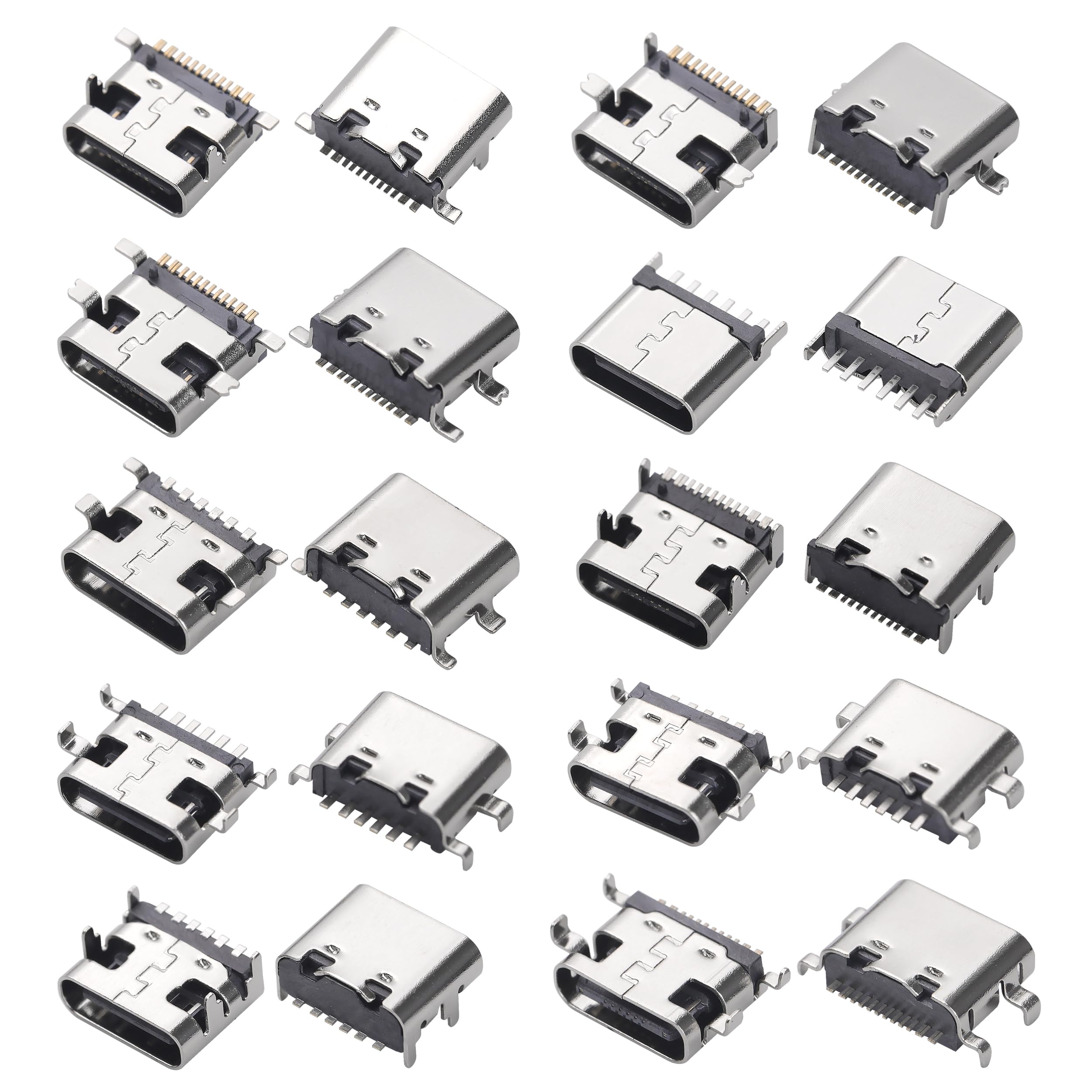 100Pcs 10Models Type-C USB 3.1 Connettori Dock di Ricarica Mix 6Pin e 16Pin Uso per Telefono, Giocattolo, Circuito Dip Dip SMD SMT, Riparazione Saldatura Adattatore USB di Ricambio
