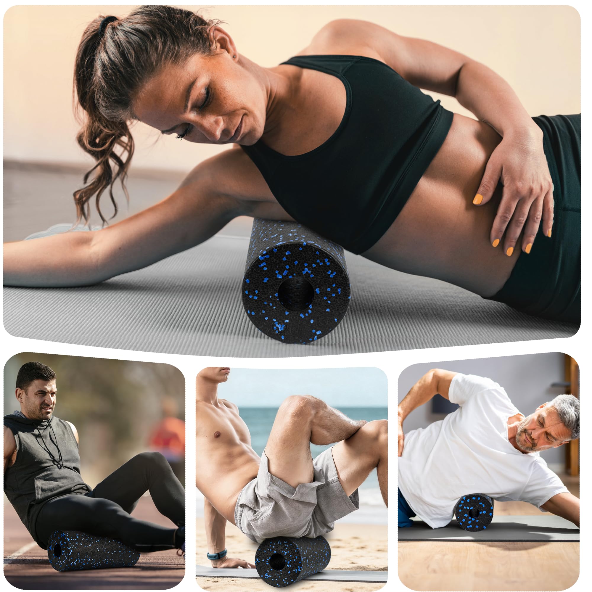 Faszienrolle Set Foam Roller Faszien Set mit Großer und Mini Faszienrolle Klein Faszienball und Duoball für Intensive Massage Faszien Training von Muskeln