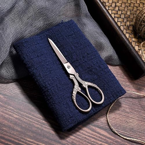 Miniatura 7 de Tijeras de estilo vintage de 5 pulgadas con revestimiento de titanio Tijeras antiguas de acero inoxidable para proyectos de punto de aguja de