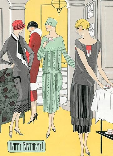 PIXILUV Tarjeta de felicitación de feliz cumpleaños  Moda vintage hombres y mujeres hablando en un evento elegante  Deseos de cumpleaños Vintage