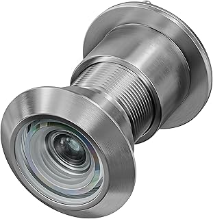 Door Viewer Peephole, Solid Brass 220 Degree HD Door Viewer, with 1-7/64″ (28mm) Drill Bit and Privacy Cover, Compatible with Door Thick from 1-21/32" to 2-1/8" Satin Nickel Finish