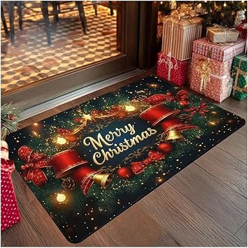 Christmas Area Rug,Washable Indoor Carpet No-Slip Backing Mat,Low Pile Soft Rug Runners for Hallways Bathroom Bedside Living Room Resistant Holiday Decor,E,5080cm/19.731.5"