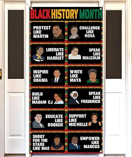 Miniatura 2 de Sunwer Carteles de arte afroamericano para puerta del mes de la historia negra, decoración de fiesta de febrero, decoración de fiesta, escuela,