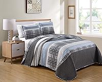 Vista 1 de Kids Zone Home Linen Colcha unisex con patrón de cuadros gris claro y blanco carbón (individual/individual extra largo)