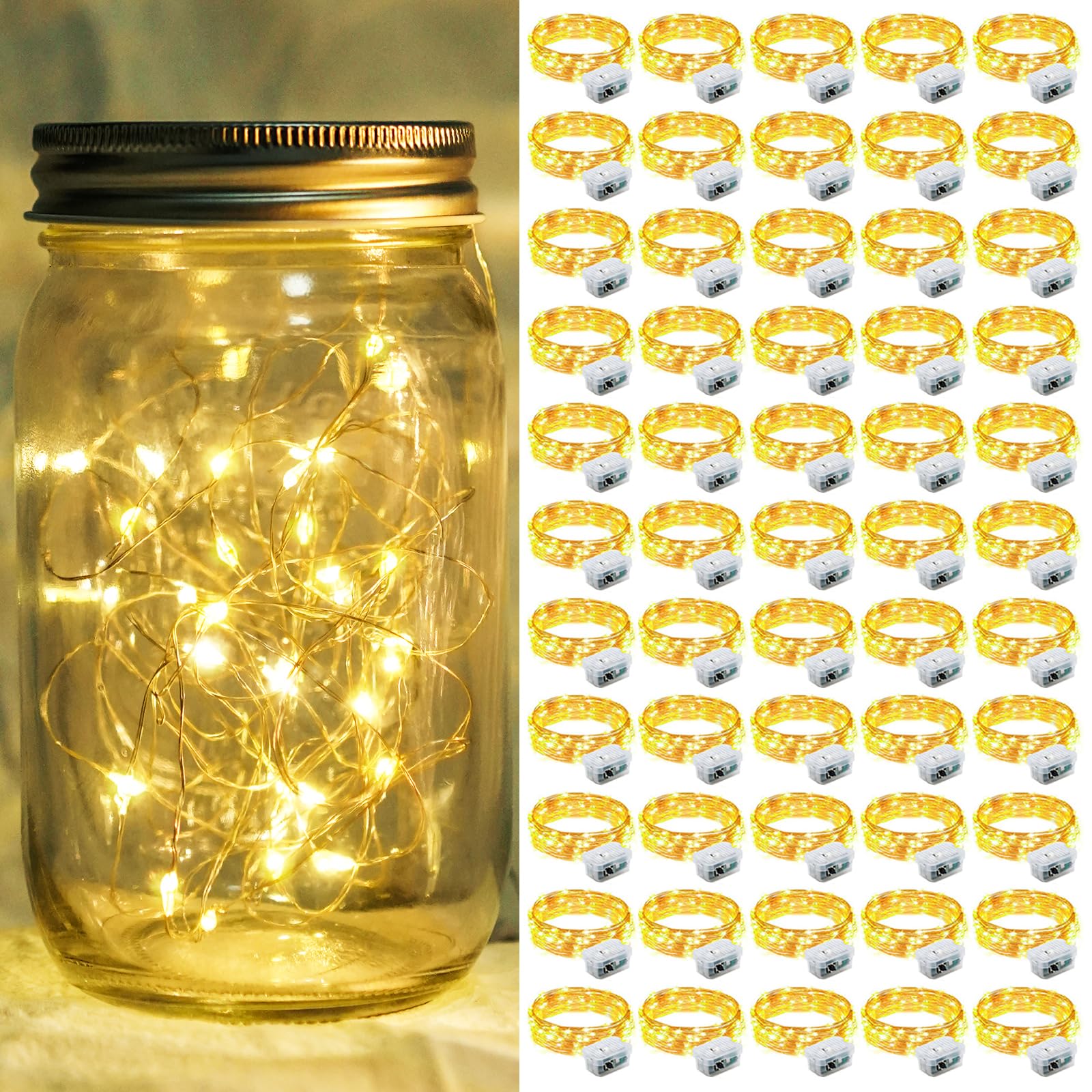 Lichterkette mit 20 LEDs, 3 Modi, batteriebetrieben, wasserdicht, Glühwürmchen, Sternenhimmel, für Einmachglas, Hochzeit, Geburtstag, Party, Tischdekoration, Schlafzimmer, Weihnachten, Warmweiß