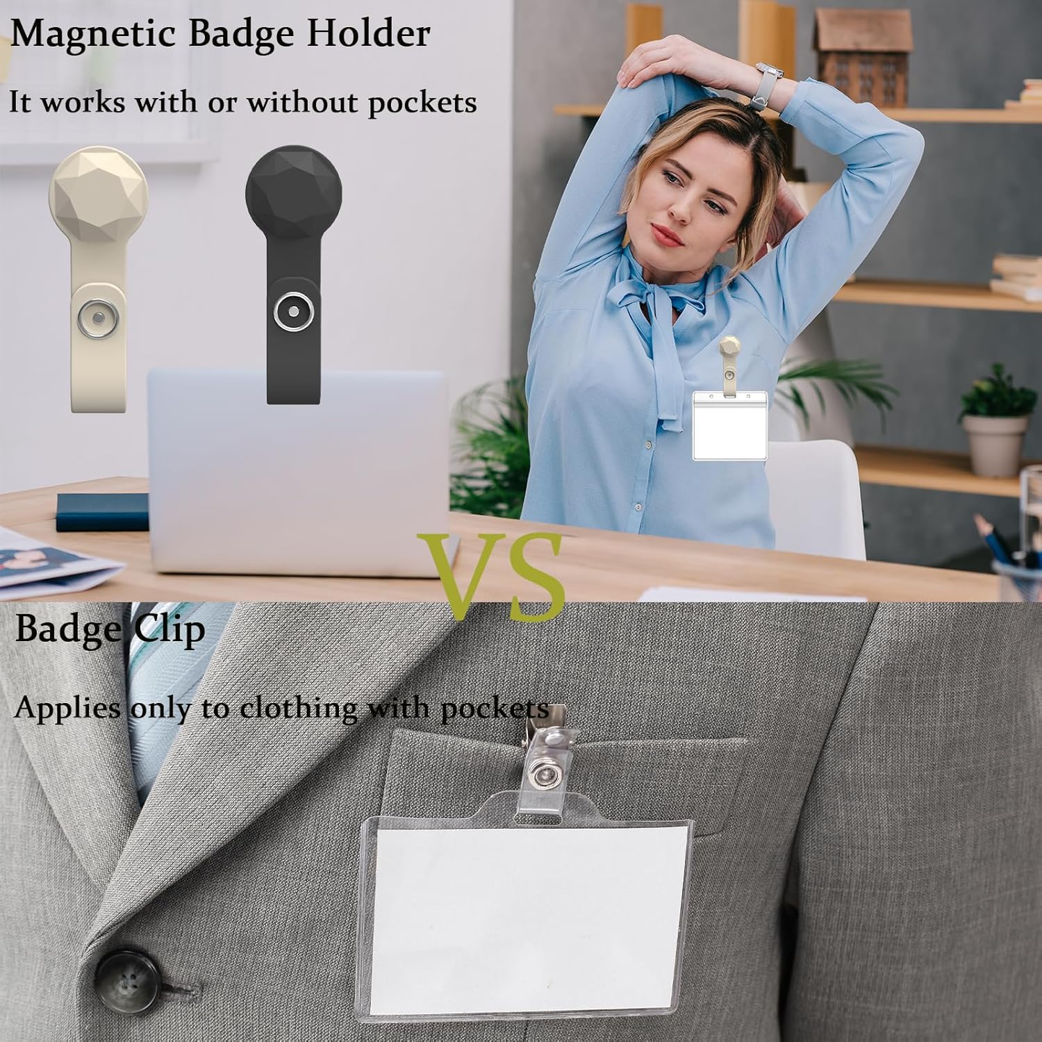 10 Pack Strong Magnetic Badge Holder Kit Clear Horizontal ID Card Tag Holder Name Badge Holder Suitable for Daily Conventions Exhibitors Events