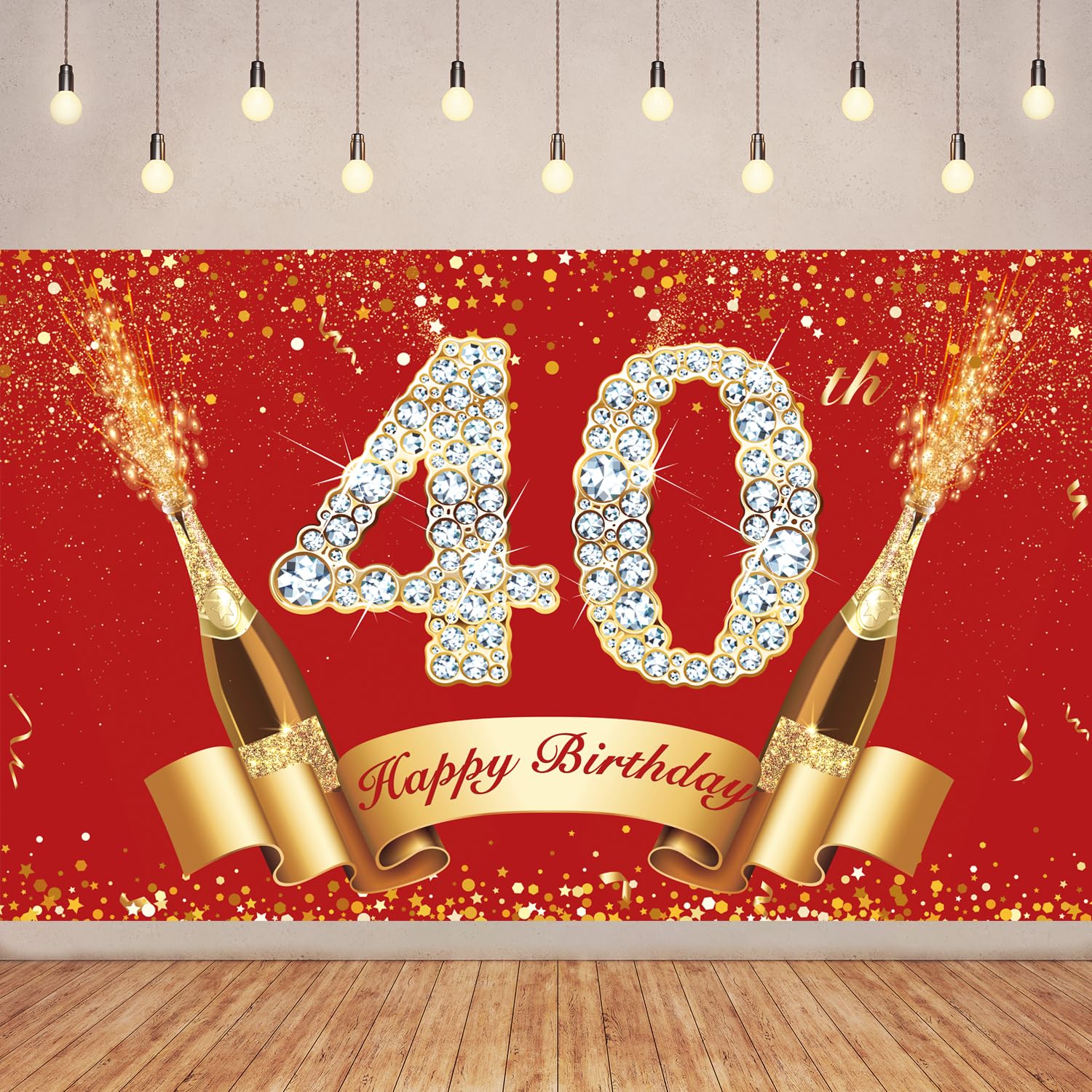 Grote Glitter Banner 'Applaus Tot 40 Jaar' - Feestdecoratie voor 40e Verjaardag en Jubileum kopen