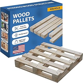 Greaton, Unassembled Heavy-Duty Wooden Pallet Kit – 48x40x5 Inches, Indu...