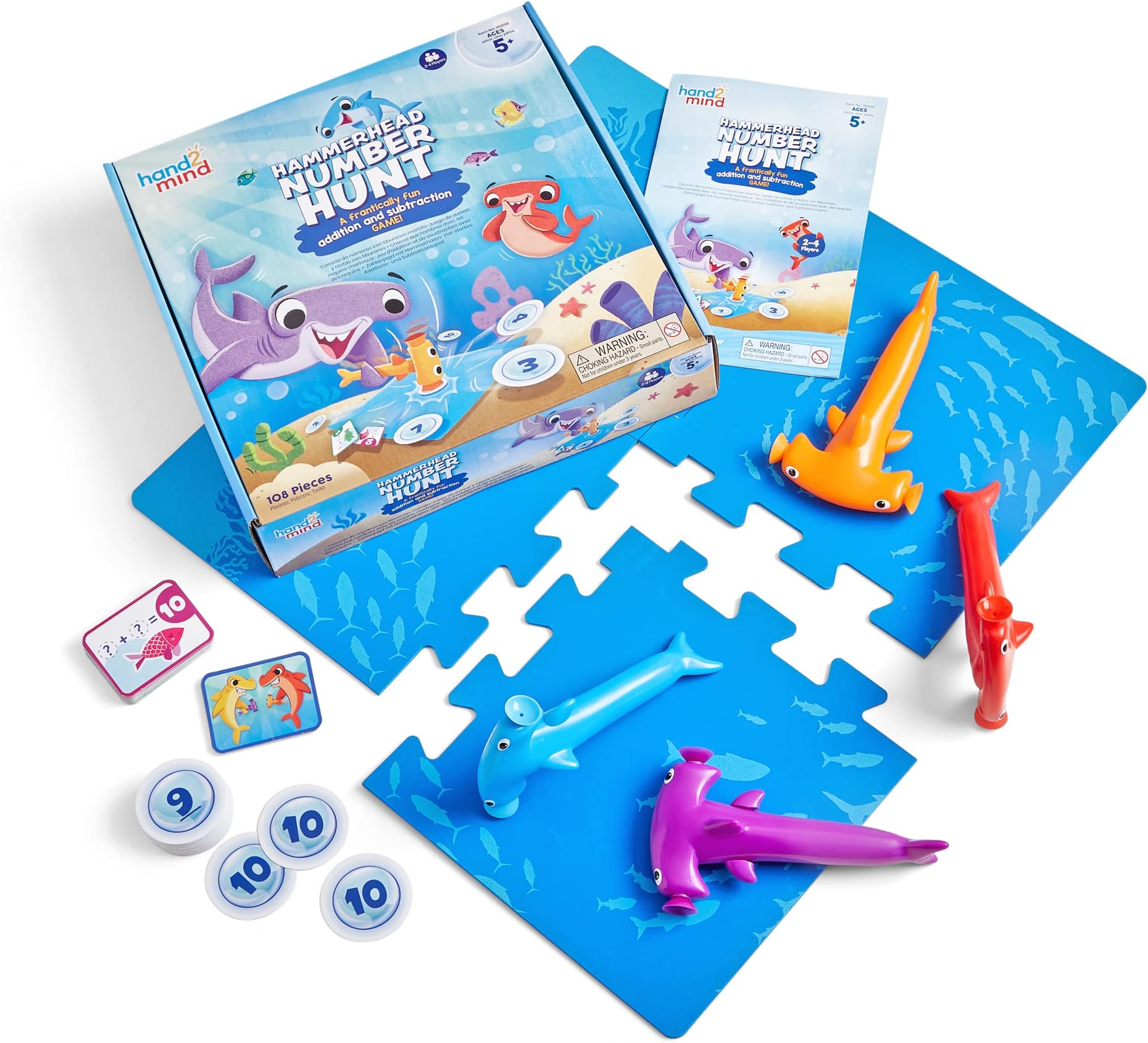 Learning Resources Hammerhead Number Hunt Game, Maths Game for Kids, Addition and Subtraction Educational Game, Maths Games for 5 Year Olds