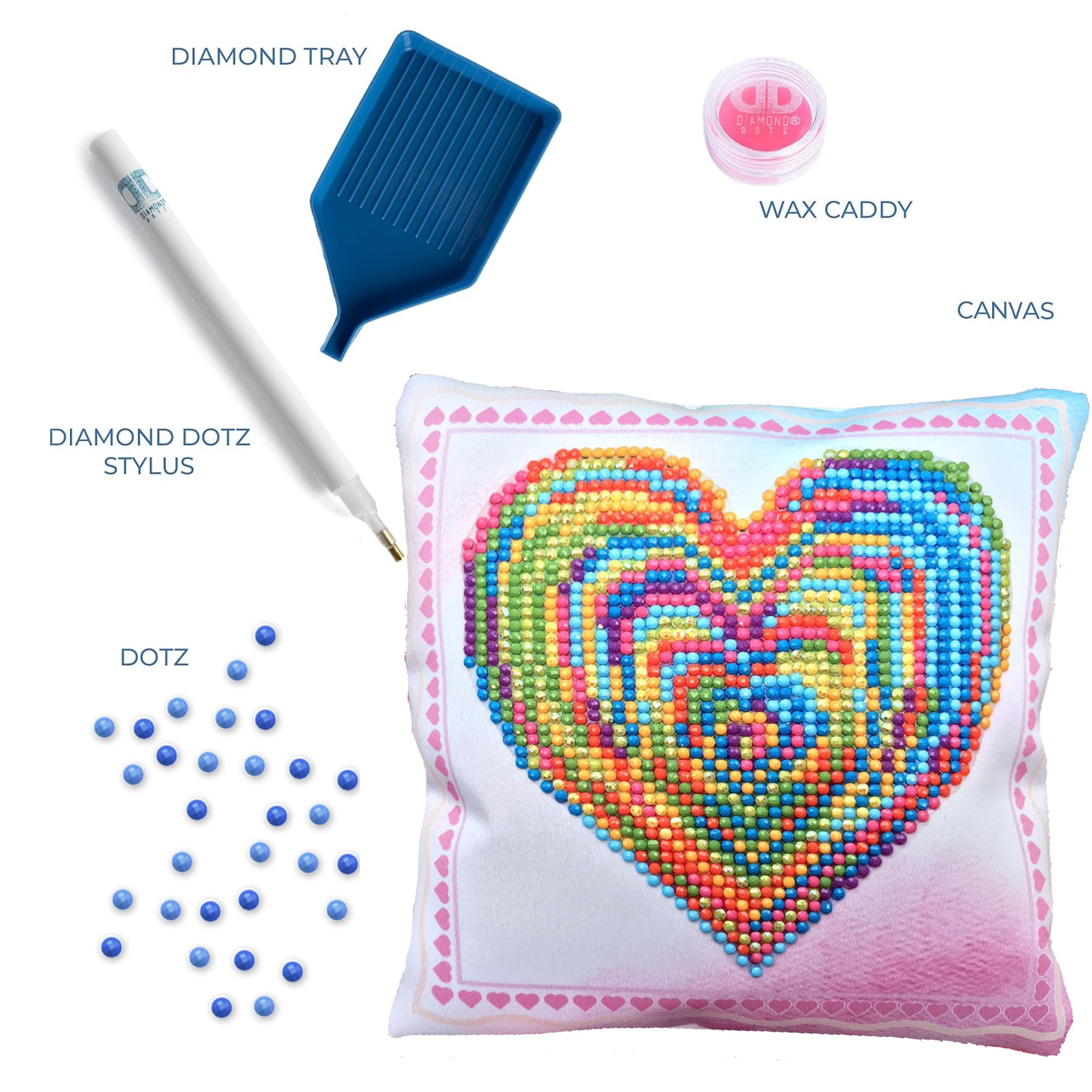 DIAMOND DOTZ Cuscino da Ricamo, Ferro, Cera, Multicolore, 18cm x 18cm