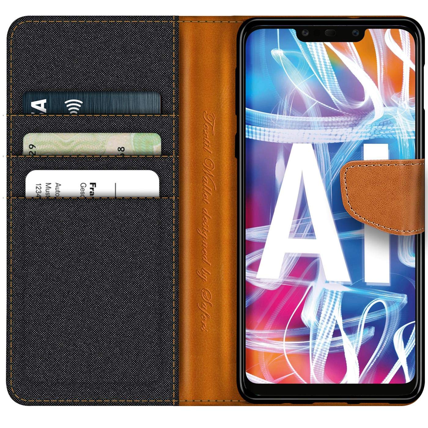Compatibile con Huawei Mate 20 Lite, custodia a portafoglio in pelle per Huawei Mate 20 Lite [porta schede] [chiusura magnetica] (nero