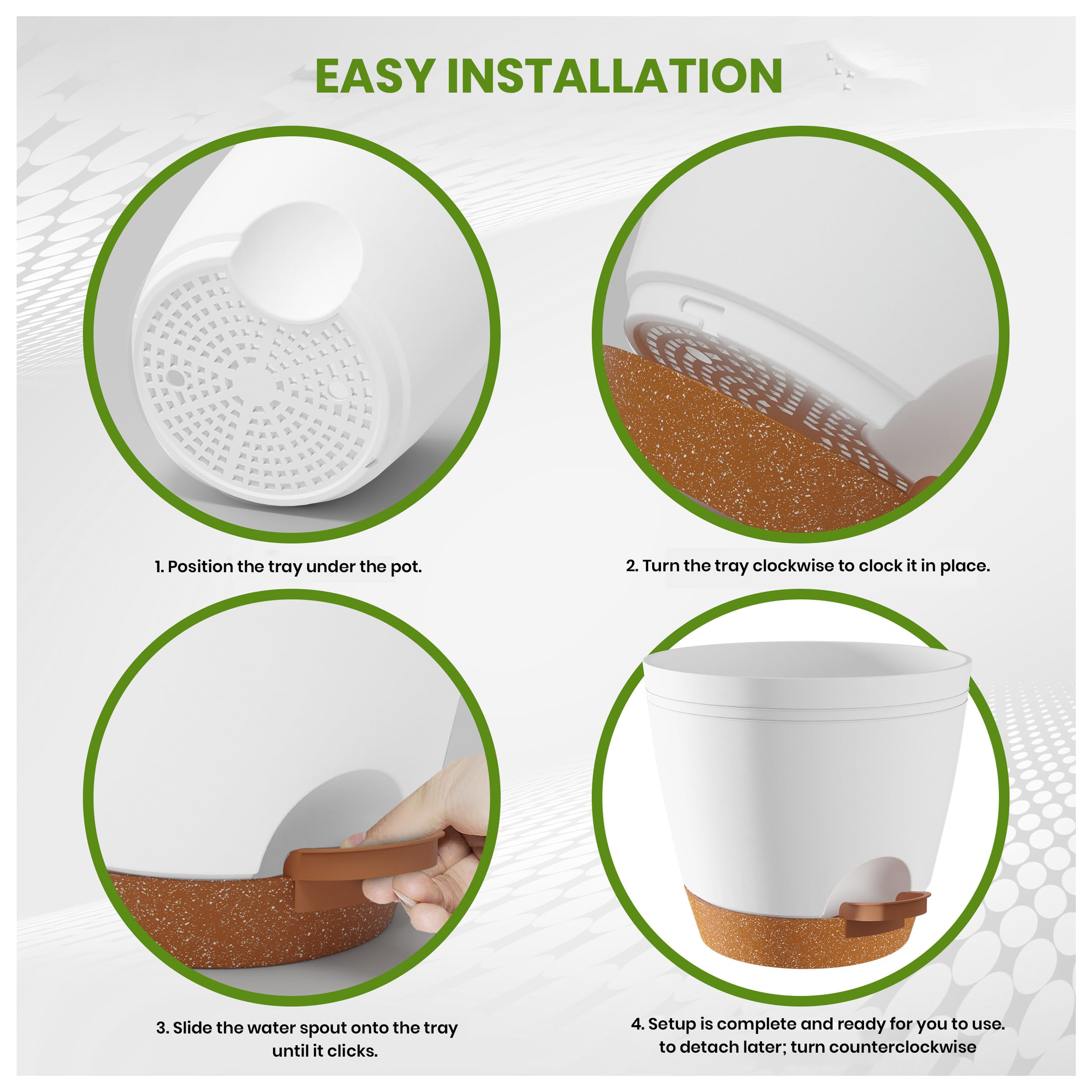 Utopia Home Vasi autoirriganti per piante da interno 17,3 cm/16,3 cm/15 cm/14 cm/12,4 cm, fioriere per piante da interno, vaso da fiori multi-dimensione, set di 10 vasi per piante con drenaggio e