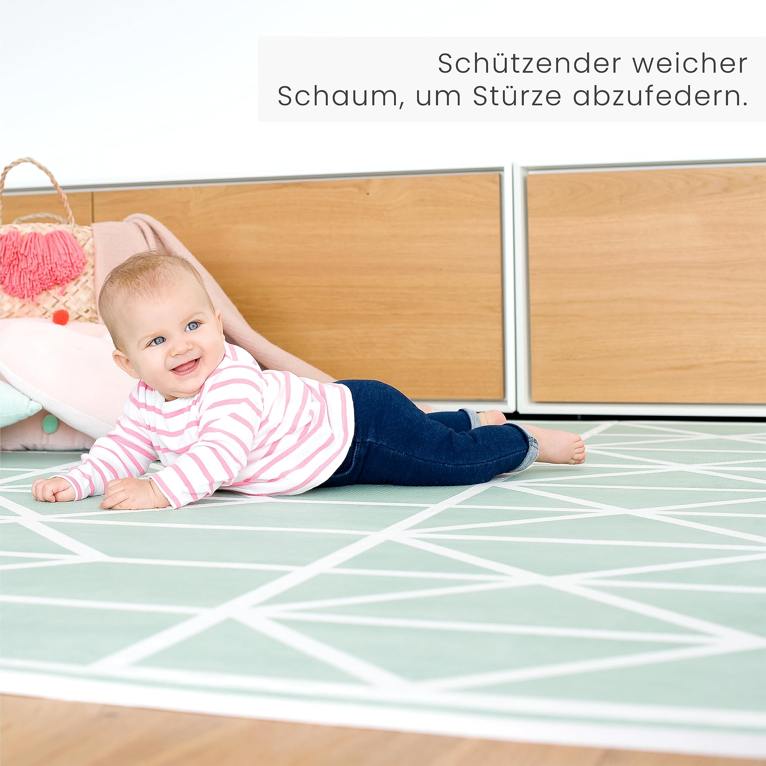 Toddlekind Premium Krabbelmatte 180x120cm - Weiche, BPA-freie und nachhaltige Spielmatte für Babys - 6-teilige Puzzlematte aus Eva-Schaumstoff - Ideal als Krabbelteppich fürs Kinderzimmer - Hellgrün