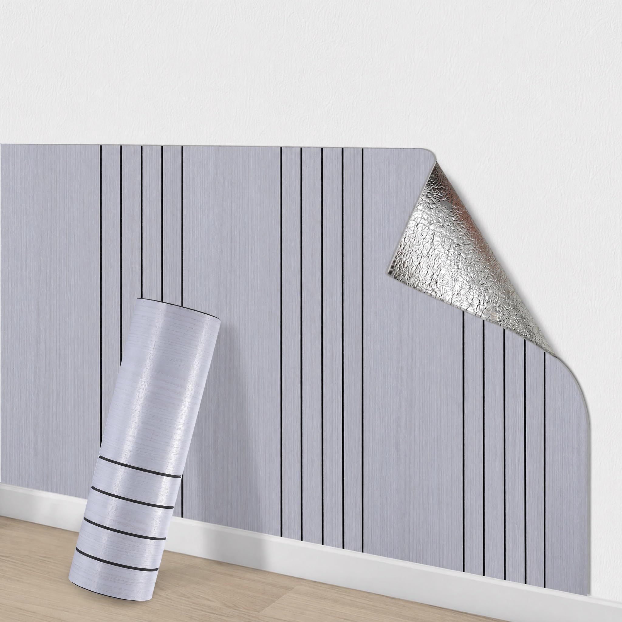 Wandpaneele Selbstklebende mit 3D Effekt Holzmuster 40 cm × 3 m, Wandpaneele in Holzoptik Wanddekoration, Wall Panels für Wohnzimmer – 3 Rolle 3,6 m² Dicke 3 mm (Kleber + Bodenstifte + Eisennägel)