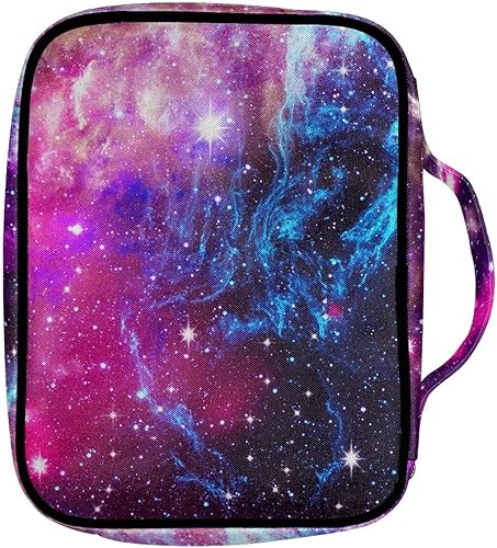 Miniatura 2 de Suobstales Fundas para la Biblia Galaxy para mujeres y hombres, funda de la Biblia con asa y bolsillo con cremallera, funda de transporte para