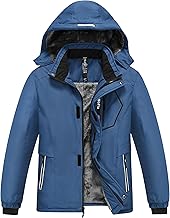 MoFiz Chaquetas de Esquí para Niño Invierno Forro Cálido Abrigo Impermeable de Nieve Montaña Antiviento con Capucha Desmontable 6-16 Años