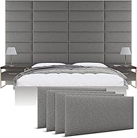 Vista 37 de Cabeceras tapizadas Vänt - Paneles de pared para montar en la pared tamaño Queen/Full - Champán neutro metálico - Juego de 4 paneles