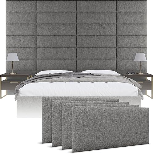 Miniatura 37 de Cabeceras tapizadas Vänt - Paneles de pared para montar en la pared tamaño Queen/Full - Champán neutro metálico - Juego de 4 paneles (Cada panel