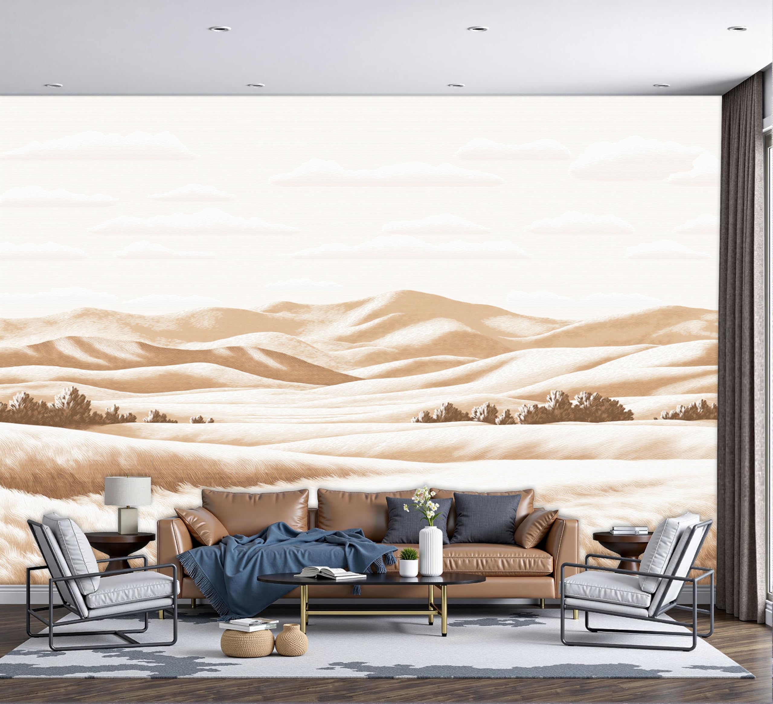 Autocollant mural grand format pour créer un espace visuel moderne dans le salon