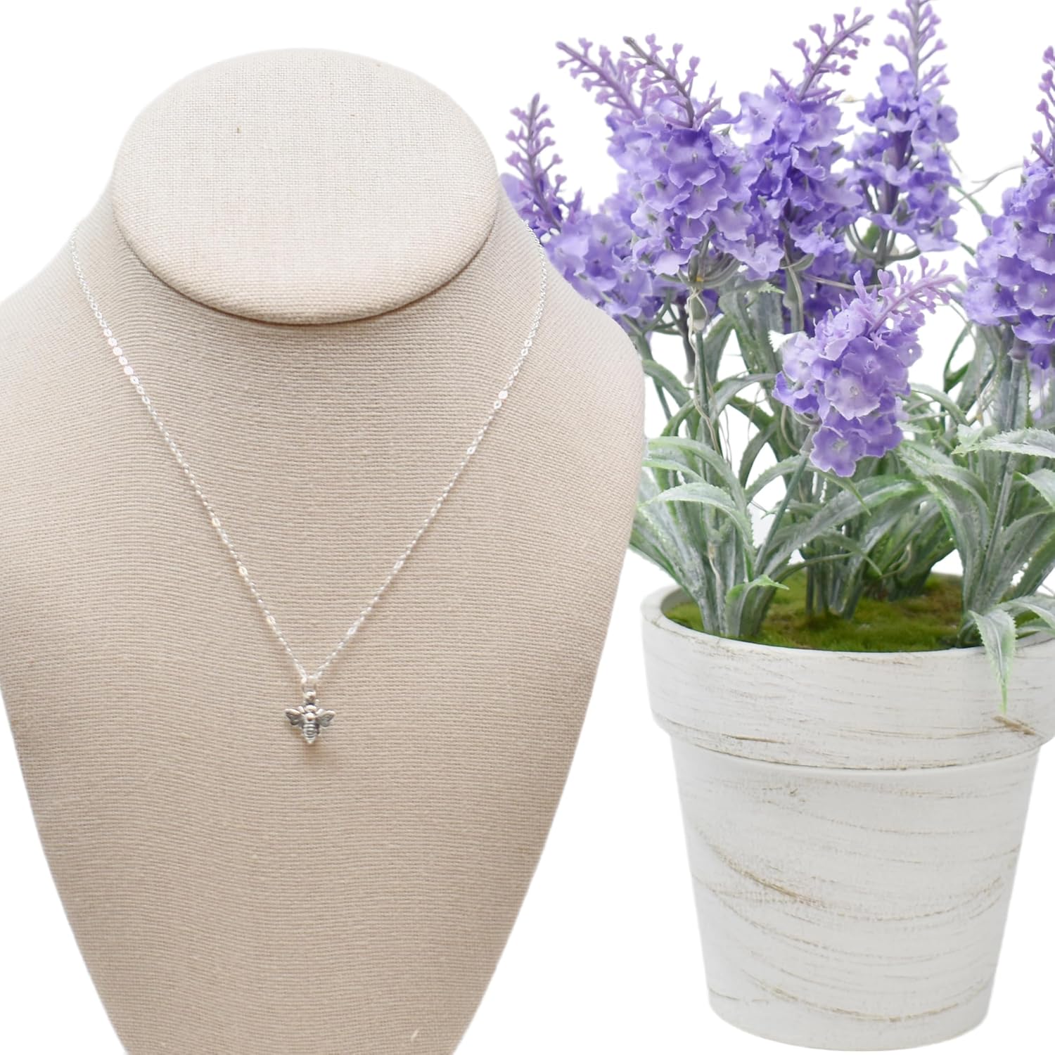 MOM & THREE DAUGHTERS Bee Charm Necklace. 925 Sterling Silver | 16" Chain | For Beekeeper | Bee Lover | Honeybee | - Image 4