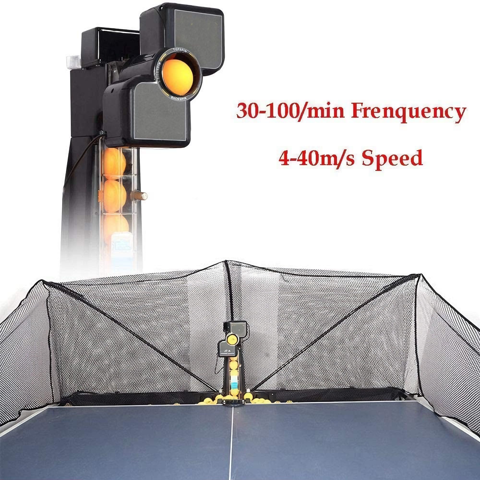 Tischtennisball Roboter Automatische Ping-Pong-Maschine mit Multi-Rotation und Ball-Recycling-Netz für effizientes Training und Übung, einfaches automatisches Servieren