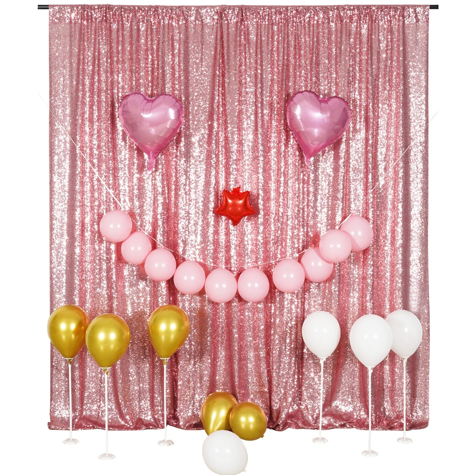 Poise3EHome 10FT x 10FT Sequin Photography Backdrop Curtain for Party Decoration, Fuchsia Pink
