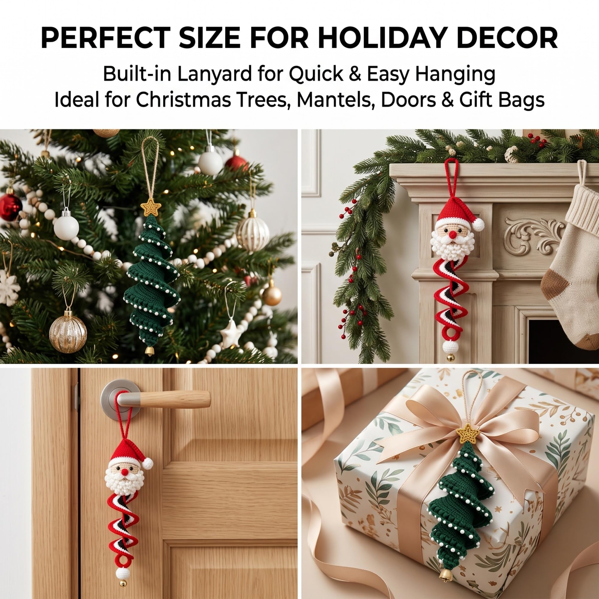 Gehäkeltes Schneemann-Spiral-Ornament-DIY-Set, alle Materialien zur
