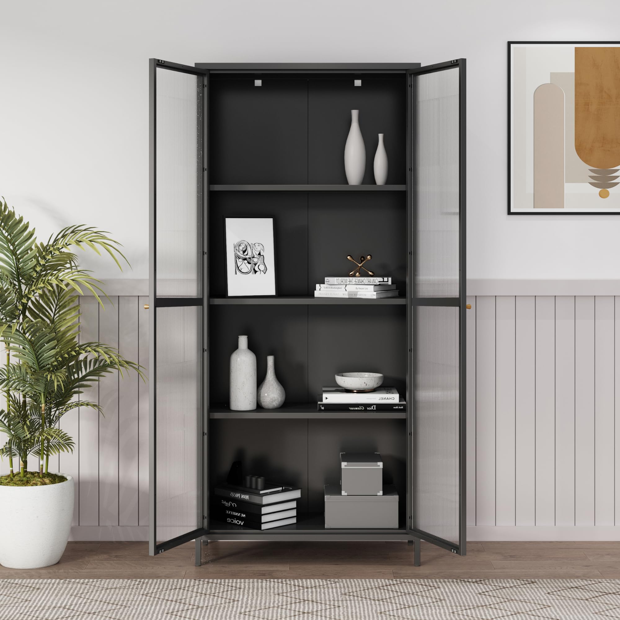 [en.casa] Szafka na gabloty Säkylä 180 x 80 x 35 cm czarna