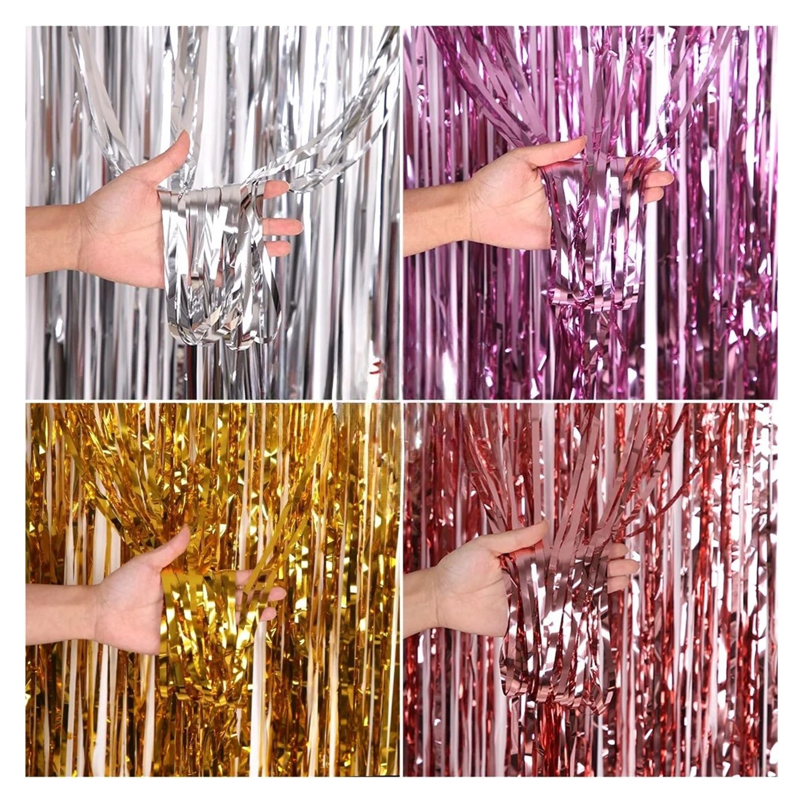 Rideaux décoratifs à Franges en Aluminium, 38 pièces, 2.0m/78,74 Pouces, arrière-Plan de fête for Photo, décorations Mariage et d'anniversaire, Fournitures pour Cuisine(Red)
