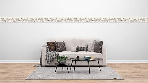 Miniatura 3 de Dundee Deco DDAZBD9023 - Papel tapiz autoadhesivo para despegar y pegar, ramo floral, rojo, rosa, verde, azul, borde de pared de colibrí, diseño