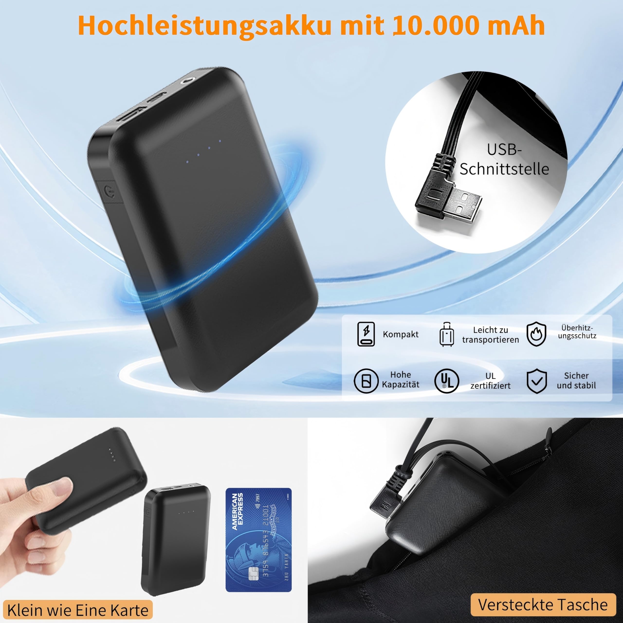 Beheizbare Unterwäsche Herren Damen, USB-Thermo Unterhemd mit Akku, 16 Zonen, Thermounterwäsche Beheizbare Oberteil für Joggen