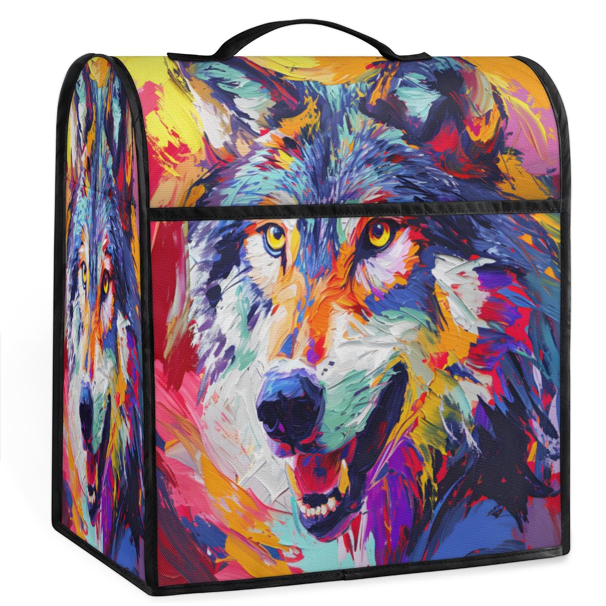 Coffee Maker Cover Abstract Wolf Kitchen Appliance Covers Small Appliance Covers Blender Cover Juicer Cover Dust Covers for Kitchen Appliances with Top Handle and Pockets,Washable,B516