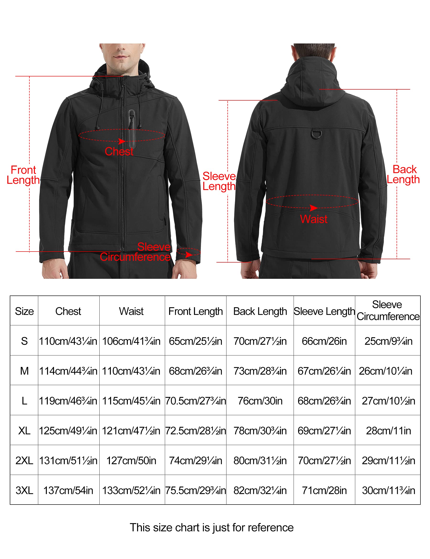 KUTOOK Giacche Softshell Impermeabile Giubbotto Antivento Invernale da Uomo con Cappuccio Staccabile per Montagna Trekking Sci Outdoor