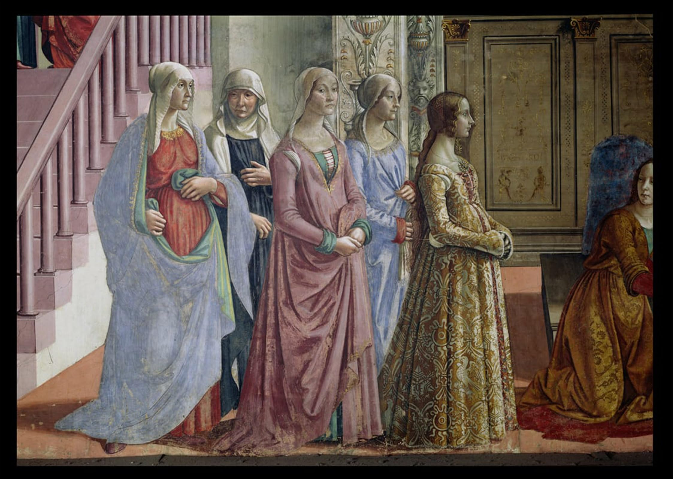 SERENDIPITP Vintage Picture Print on Canvas Wall Art Poster the Birth of the Virgin Detail of the Women by Domenico Ghirlandaio Artwork Print Poster for Wall Decor 60x90cm
