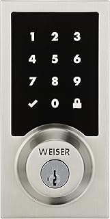 Weiser Premis Satin Nickel Keyless Entry Door Lock/Deadbolt Lock, Touchscreen Door Lock (Up to 30 User Codes), Apple Home Kit Enabled, Electronic Door Locks for Entry Door