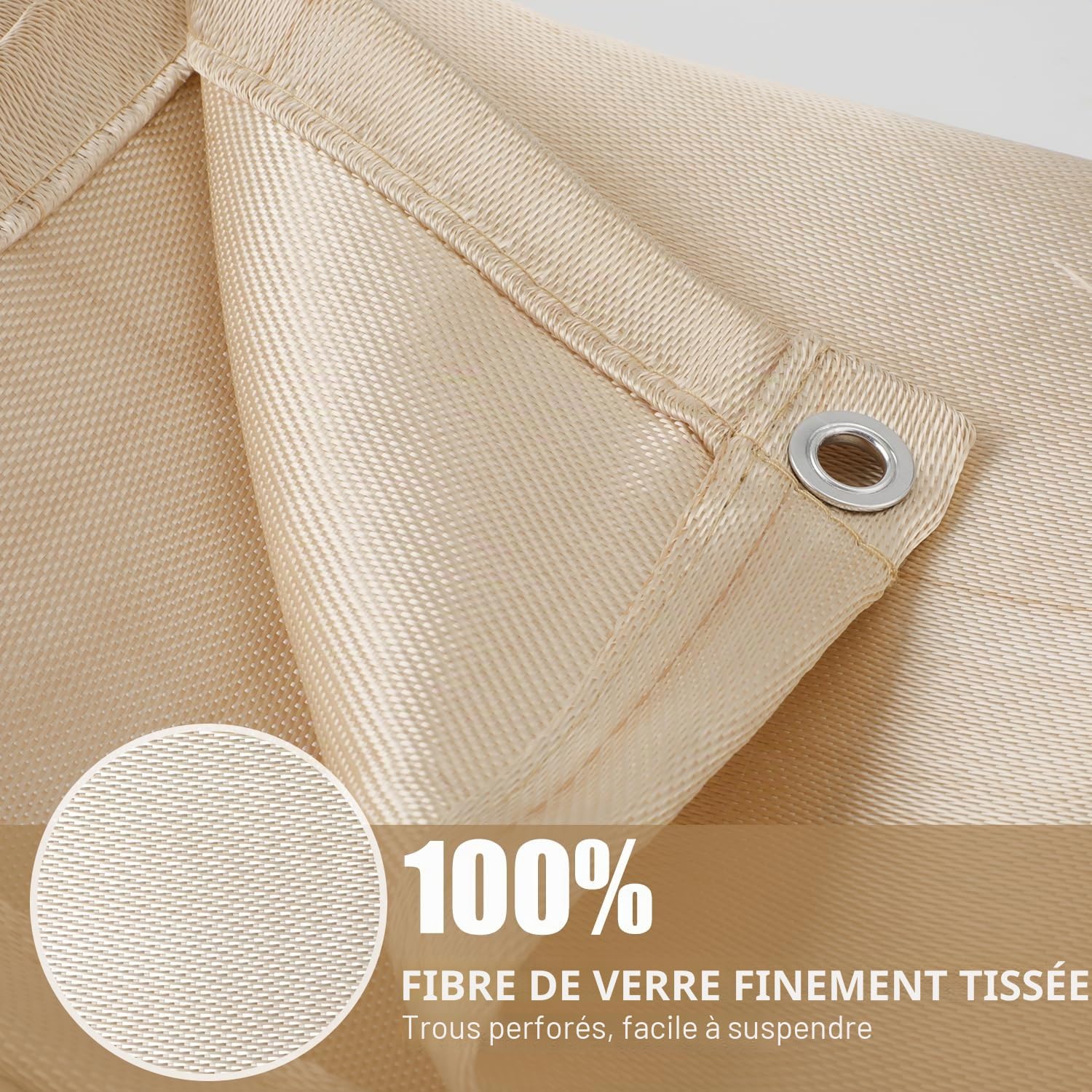 Couverture de Soudage Ignifuge, 180x120cm Rideau de Soudage 8mm d'Épaisseur Couverture Ignifuge avec Oillets Rideau de Soudure d'Isolation Thermique pour Poêle de Camping Barbecue