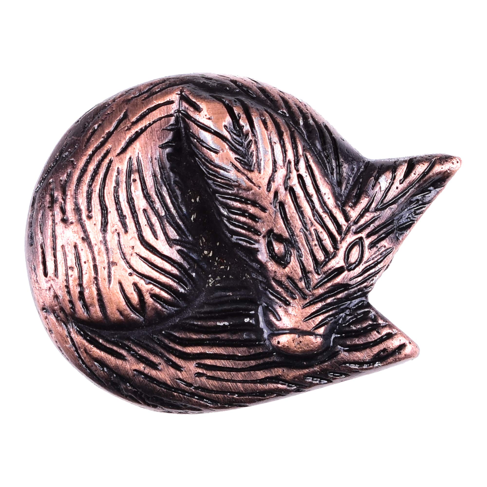 ETHNICITI Sleeping Fox Bronze Metal Vintage Knob Pull Handle Drawer Cupboard Cabinet Bronze Sleeping Fox Metal Knob