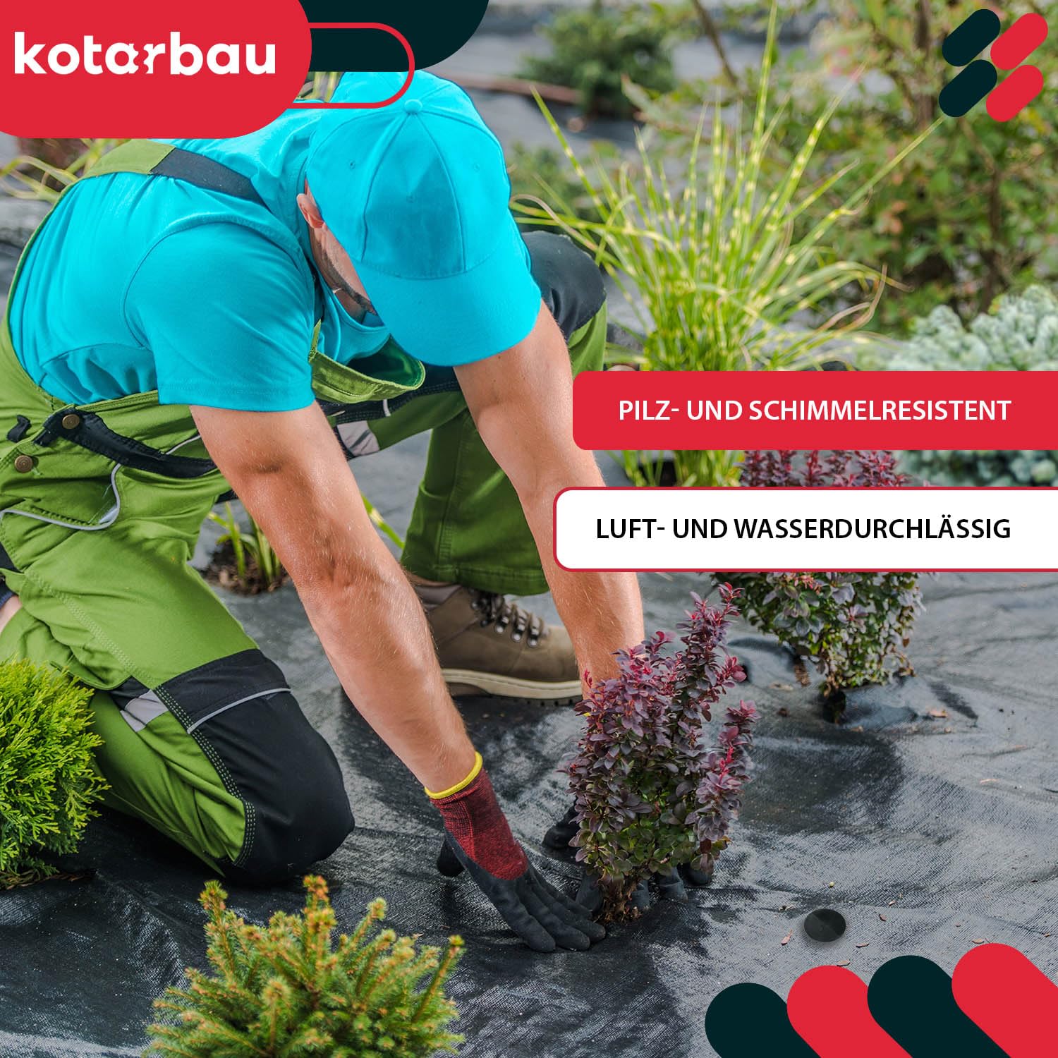 KOTARBAU® Unkrautvlies - 70 g/m² - Unkrautflies für Garten - 1,6 x 100 m - mit Erdanker - Schwarz - PP - Gartenvlies - Unkrautvlies Wasserdurchlässig - Unkrautfolie Wasserdurchlässig