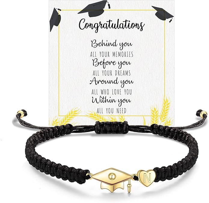 Graduation Gifts for Her 2025, 2025 Graduation Gifts High School College Graduation Gifts for Teen Girls 5th 8th Grade Masters Degree Grads Initial Bracelets for Women Letter A-Z Charm Bracelet Daughter Niece Granddaughter Girlfriend Jewelry