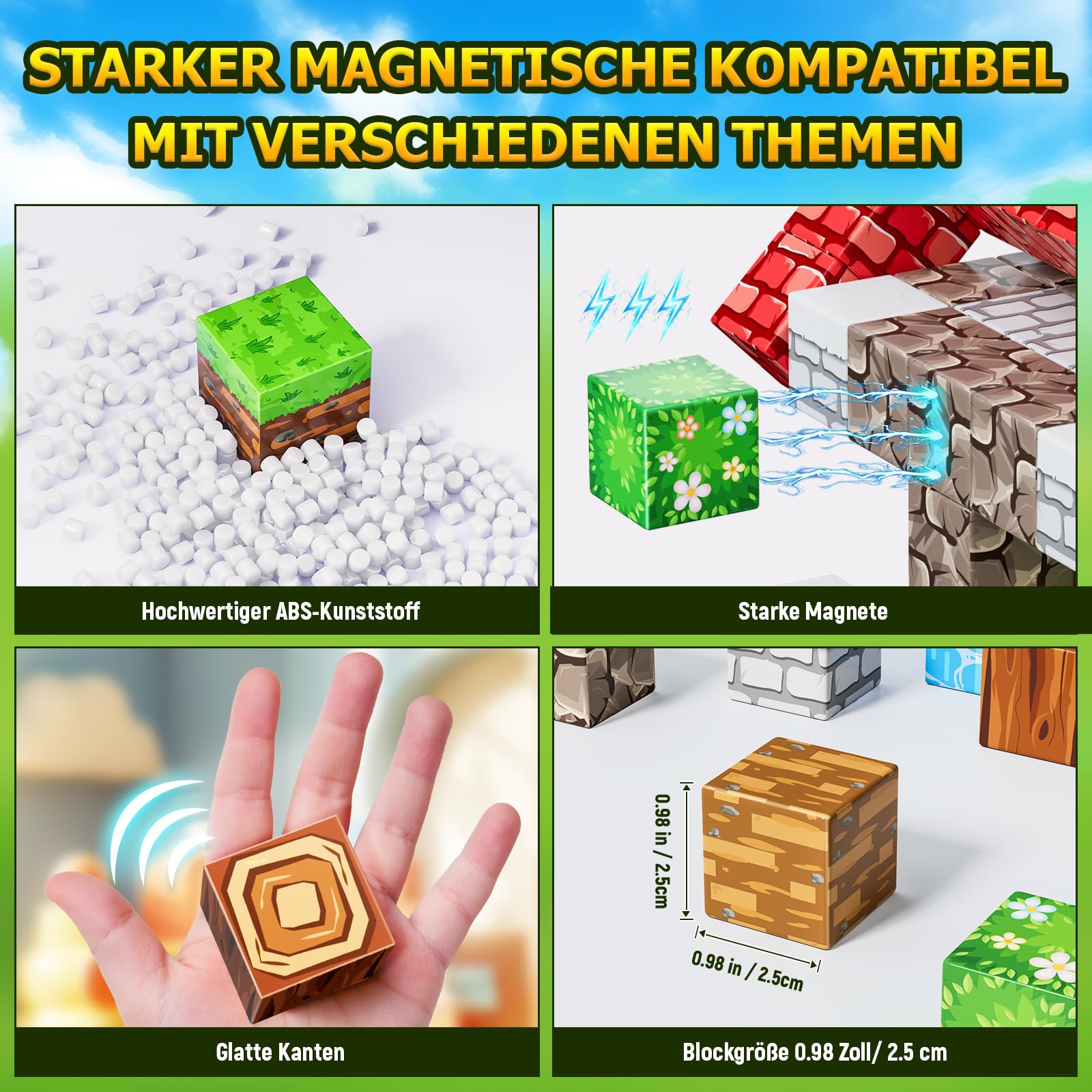 Vefosafe Magnetische Bausteine 150 Teile, Baue Magnetisches Bauwelt Magnetblöcke Fliesen Kinder Spielzeug Geschenk für Jungen Mädchen 3 4 5 6 7 8 9 Jahren Kreative Kinderspielzeug