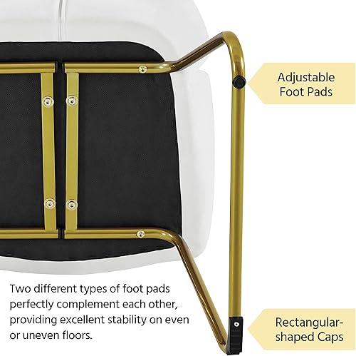 Miniatura 8 de Topeakmart Silla decorativa moderna, silla de terciopelo estilo floral, silla de tocador con patas mentales doradas para sala de estar, dormitorio,