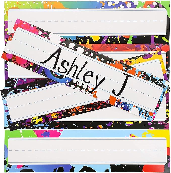 amazon com classroom desk name tags for students 6 colorful designs 48 pack 11 5 x 3 in office products