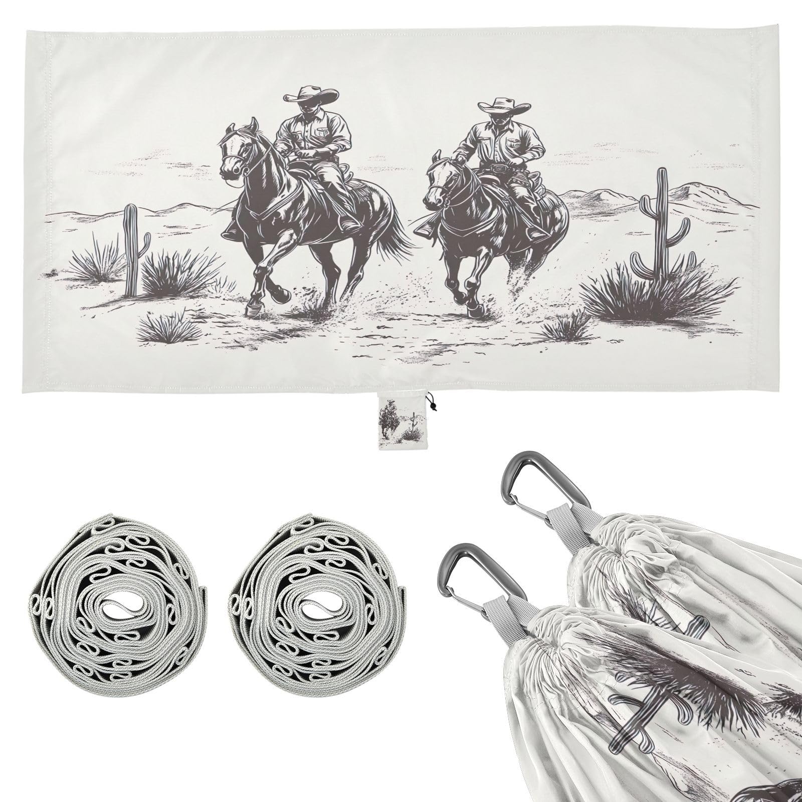 Haskirky Western Cowboy Camping Hammock, Single Portable Hammocks with Tree Straps & Attached Carry Bag, 330Lbs Capacity Perfect for Outside Indoor Hiking Beach Backpack Travel