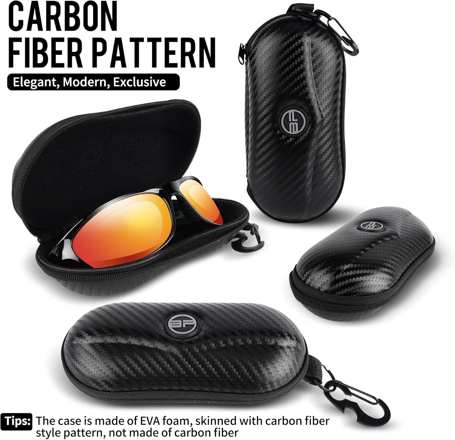 BLUPOND Sunglasses Case Semi Hard EVA Shell with Metal Hanging Hook Belt Clip Sun Glasses Storage - Image 2